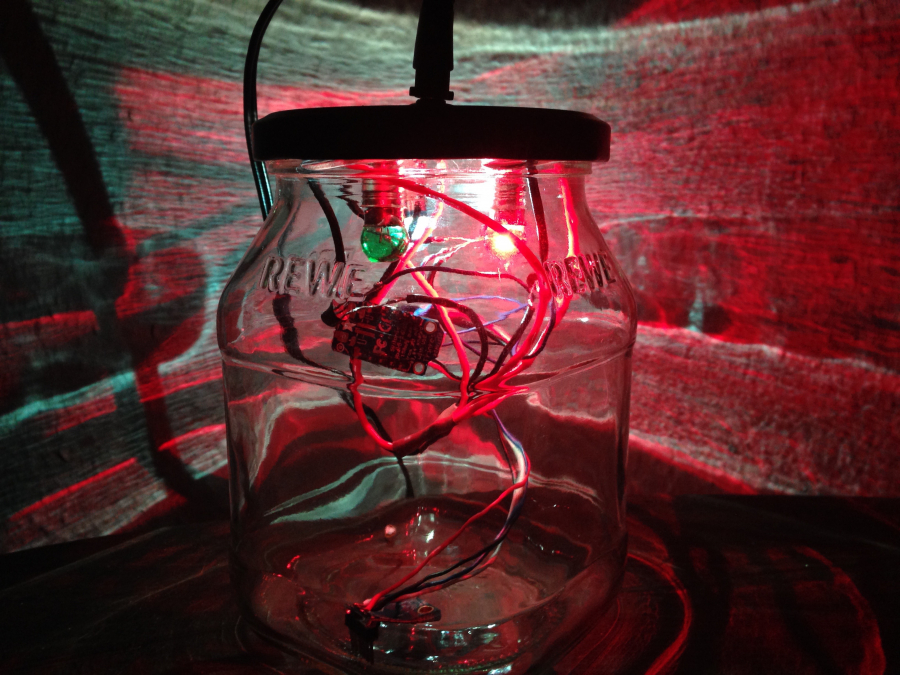Arduino und Gyro Sensor im Glas als Deko Lampe